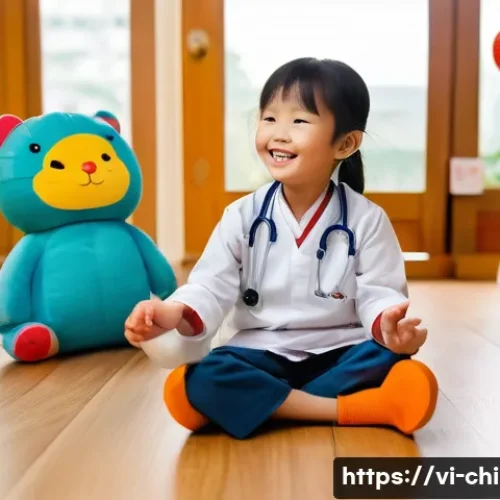 Home 33 아동심리상담사의 필수 도구 - A cozy and colorful child therapy room in Vietnam, featuring a 6-year-old Vietnamese child wearing c...