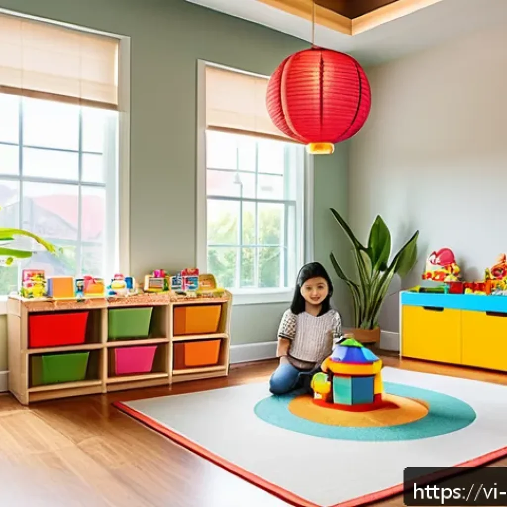 아동심리상담과 놀이치료 - A warm and inviting therapy playroom designed for young Vietnamese children, featuring colorful sens...