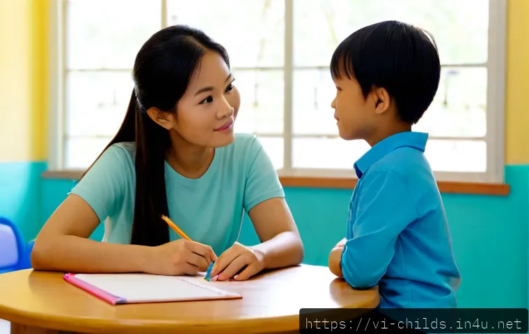 Home 17 아동심리상담사의 다양한 진로 선택 - Photorealistic Vietnamese child psychology counselor in a welcoming elementary school counseling roo...